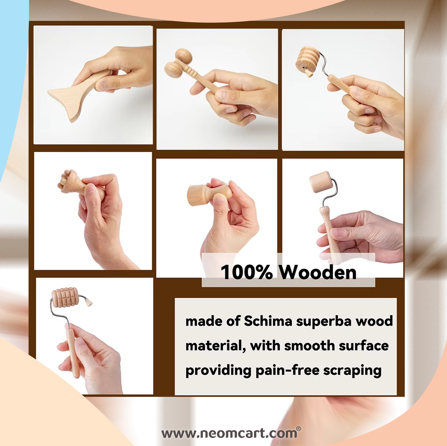 WoodAura - مجموعة تدليك الوجه الخشبية الفاخرة