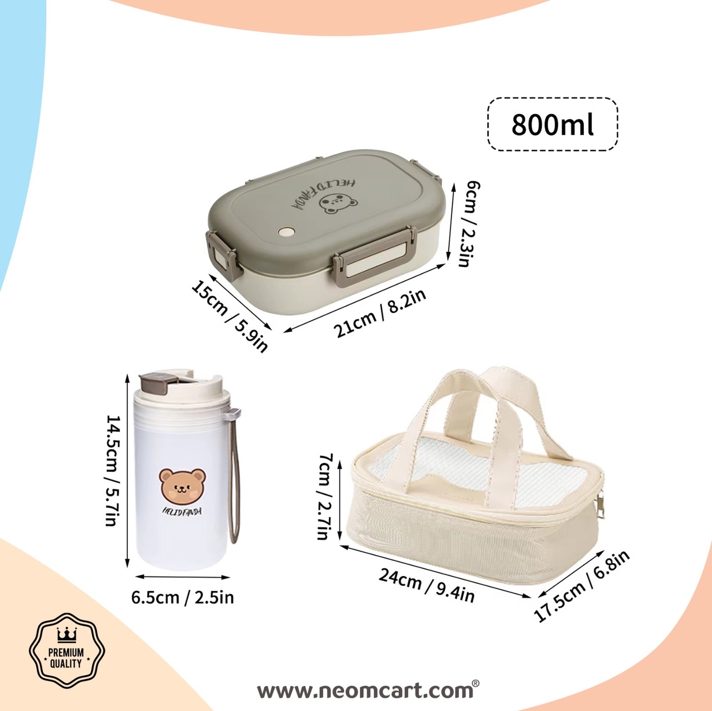 FunPack - Premium Lunch Box & Water Bottle Set with Thermal Bag